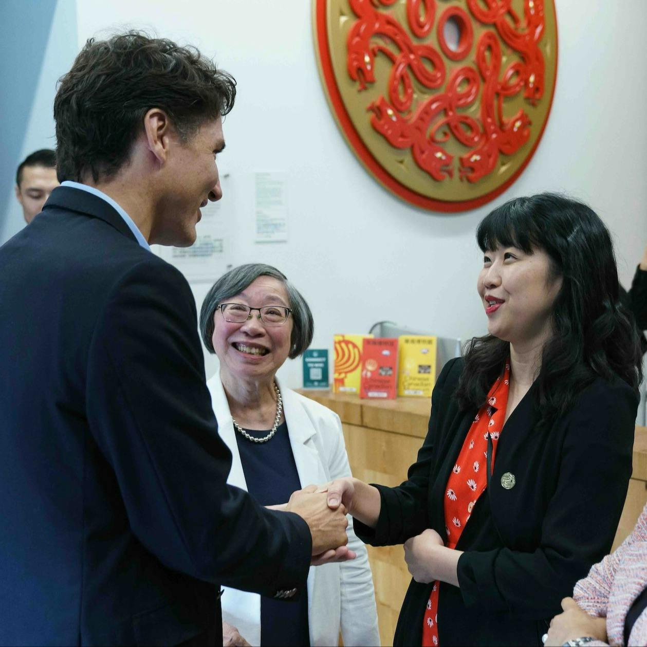 Justin Trudeau, Grace Wong, and Dr. Melissa Karmen Lee